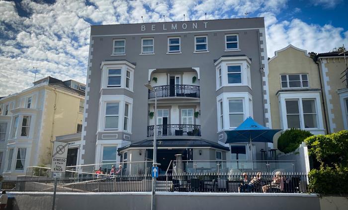 Exterior of The Belmont Hotel Llandudno on the North Wales seafront near Llandudno Pier.